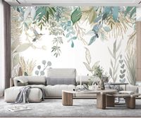 Papier Peint 3D Peinture Murale 350x250cm Plante À Fleurs Tropicales Papier Peint Panoramique Tapisserie Murales Salon Chambre
