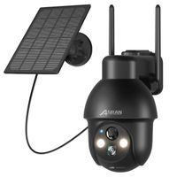 ANRAN Caméra de Surveillance 2K HD 3MP Panneau Solaire Extérieur sans Fil Détection PIR Compatible Alexa et Google Home - Q03 Noir