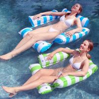 Chaise flottante gonflable pour piscine - 2pcs - Motif rayé - Pour adultes et enfants