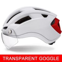 Blanc Transparent - je - TGOAL-Casque de vélo avec lunettes et visière pour homme et femme, aste par USB, acc