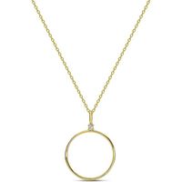 Miore Bijoux pour Femmes Collier avec Pendentif Cercle et Diamant Solitaire 0.02 Ct Chaine Longueur reglable 42-45cm en Or Ja
