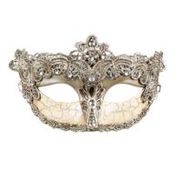 Masque vénitien baroque or pour femme - Blanc - Strass - Costume Renaissance