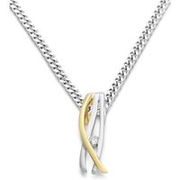 Miore Bijoux pour Femmes Collier avec Pendentif Classique de Diamant Solitaire 0.03 Ct en Or Jaune 9 Carats 375 et Argent 925 Cha