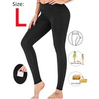 Legging de Sudation Femme - Marque - Taille L - Noir - Fitness - Respirant - Poches Latérales