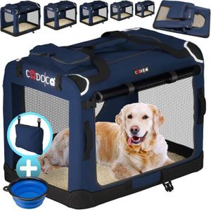 CADOCA® Cage de transport L Bleu pour animaux chien chat rongeur Respirant Pliable Sac de transport Matelas douillet