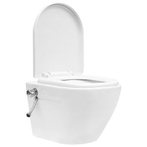 WC - TOILETTES (3055348) Toilette murale sans rebord et réservoir caché Céramique Blanc SWT