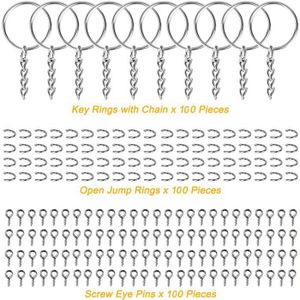 PORTE-CLÉS Lot de 300 anneaux de porte-clés fendus avec 100 a