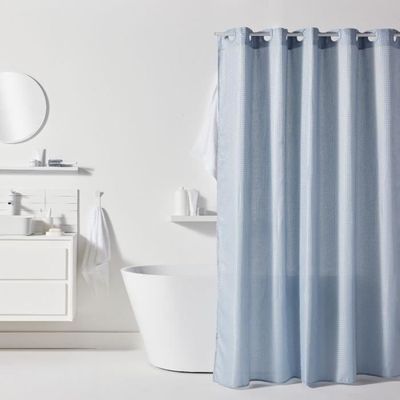Rideau De Douche Imperméable 180x180 Cm - Motif Aquarelle Bleu - Polyester Anti-moisissure, Avec Anneaux