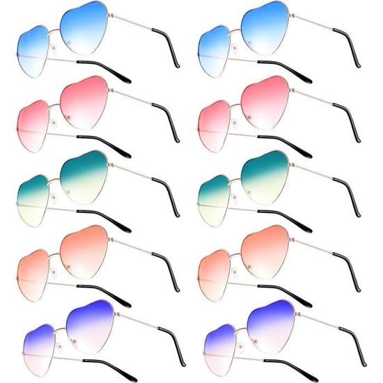 Lot De 10 Lunettes De Soleil En Forme De Cœur Pour Femmes Et