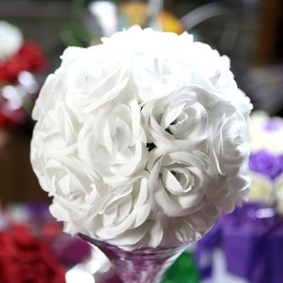 Boule de fleur décoration table de mariage BL20 BLANC