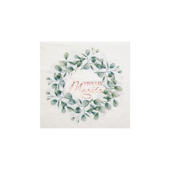 Lot 60 Serviettes Papier Jetables Baptême Mariage - Vert Eucalyptus Festif