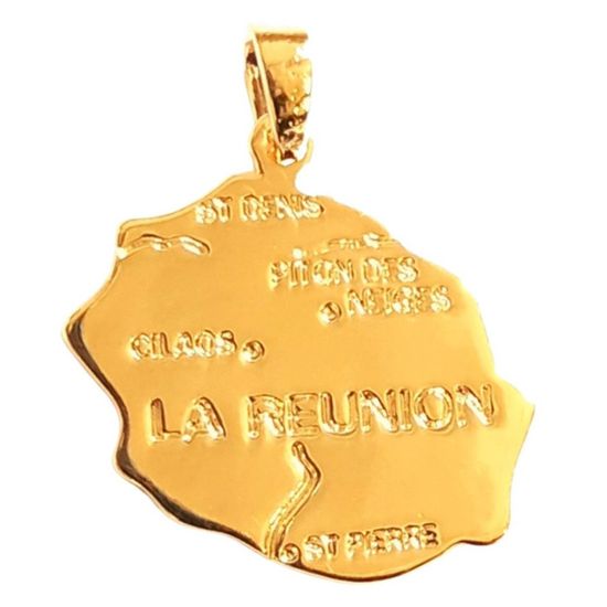 Pendentif Ile de la Réunion en plaqué or + chaîne - Cdiscount