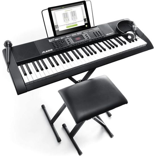 Alesis Melody 61 MKII - Clavier Électronique Portable 61 Touches avec des Enceintes Intégrées, Casque, Micro, Stand de Piano, Pupitr