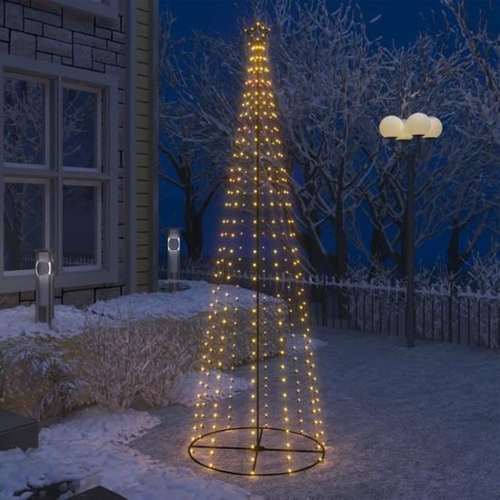 Sapin De Noël Lumineux LED 184,5 Cm - Cône Métallique, 230 LEDs Blanc Chaud, 8 Modes, Pour Intérieur/extérieur