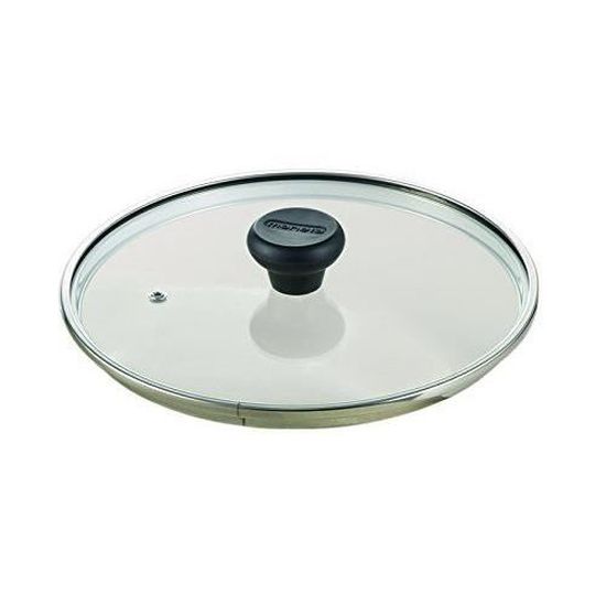 Couvercle Plat Moneta 32 Cm Avec Bord Silicone - Transparent Et Noir - Anti-Bruit Et Anti-Choc
