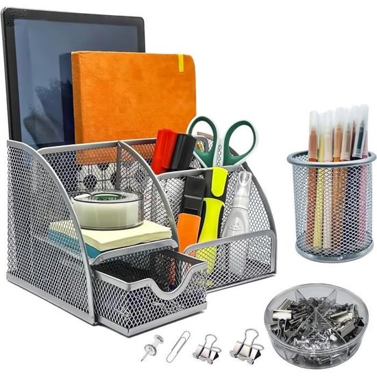 Tiroir Organisateur Rotatif Sous Bureau - Avec Porte-gobelet, Fixation Sans Perçage, Acier (26.2x19.5x7.5 Cm) - 9