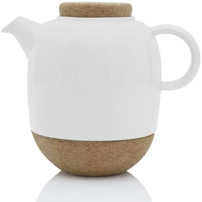 TureClos Théière Chauffe-Pot En Porcelaine Chauffe-Pot à Base De Th I Re Avec Support En Li Ge Th Caf Chauffe Eau