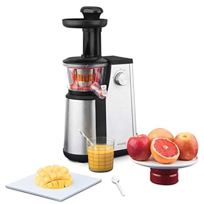 Extracteur de Jus de Fruits et Légumes vertical GSX12 H.Koenig Noir/Inox Centrifugeuse Vitamin + sans BPA - 82 mm Large Bouche - P