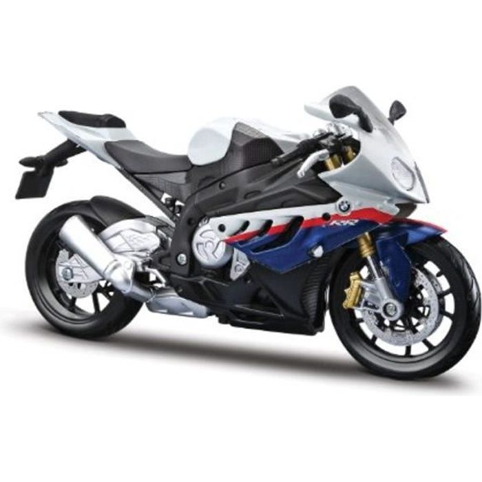 Voiture Electrique AOXE6 1-12 BMW S1000Rr Motorcycle, White-Red-Blue Multi