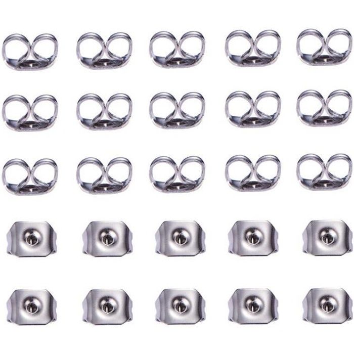 100 fermoirs argentés pour boucles d'oreilles