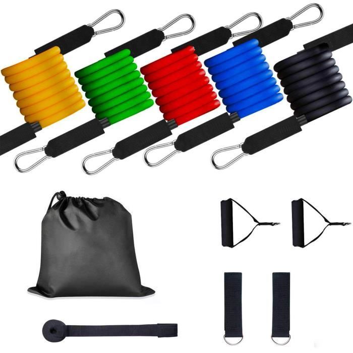 Yangbaga 11pcs-Bandes Fitness Elastiques Kit avec Crochet de Porte et Sangle de Cheville pour l'entraînement