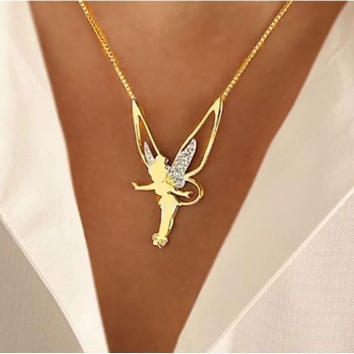 COLLIER FEE CLOCHETTE DORENA, STATUETTE FEE, FAIRY, BIJOUX FEE (ARGENT ET CRISTAUX SWAROVSKI)