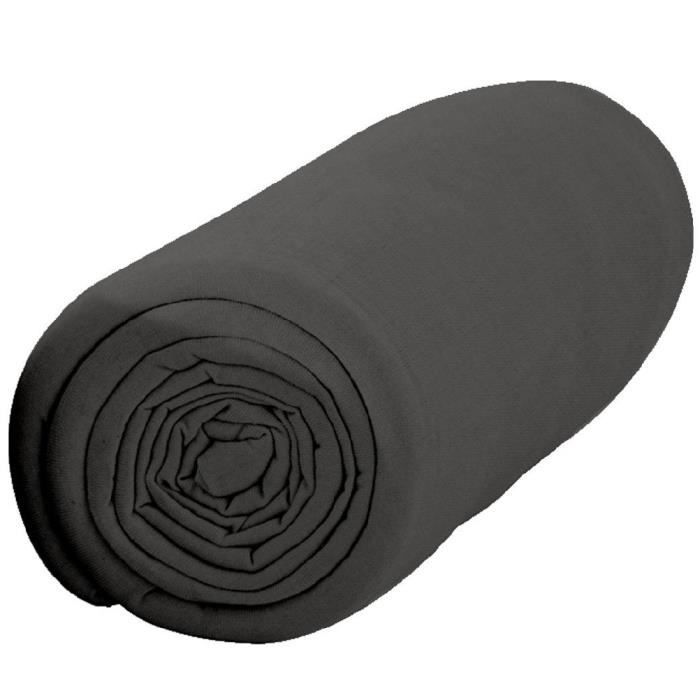 Drap housse Gris fonce uni 160 x 200 cm - Bonnet 3