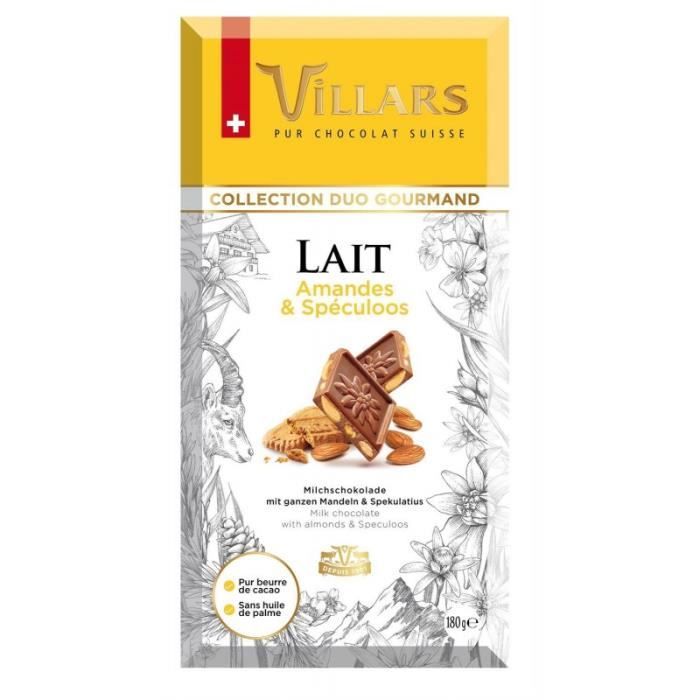 VILLARS - Tablette Lait Amandes Speculoos 180G - Lot De 3