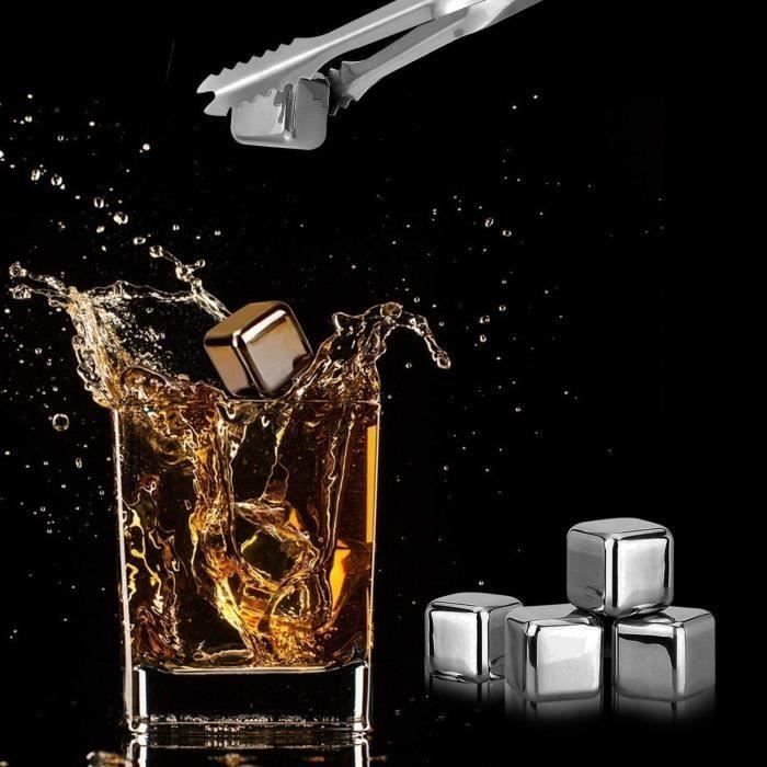 Glaçons Pièrre à Whisky Ice Cube en Acier Inoxydable 304 Réutilisable pour Bière Vin Boisson