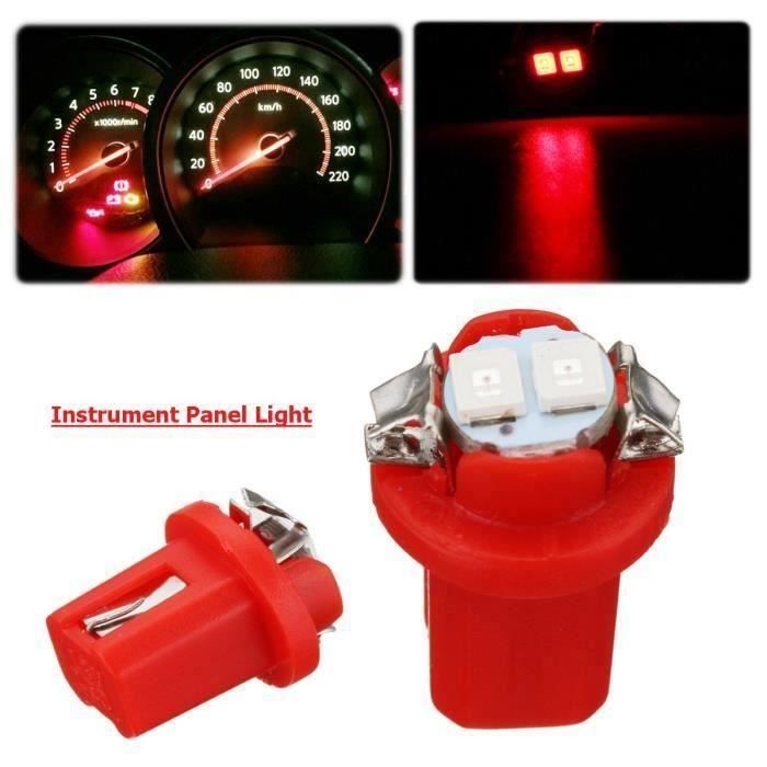 10x Tableau de Bord Ampoule T5 B8.5D 5050 2 LED Voiture LED Tableau de bord Dash Gauge 12V Rouge Bo46985