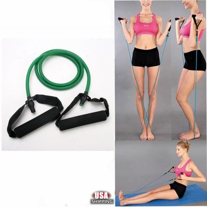 Élastique de résistance câble force fitness musculation 1.4M en latex de caoutchouc Vert FR73916