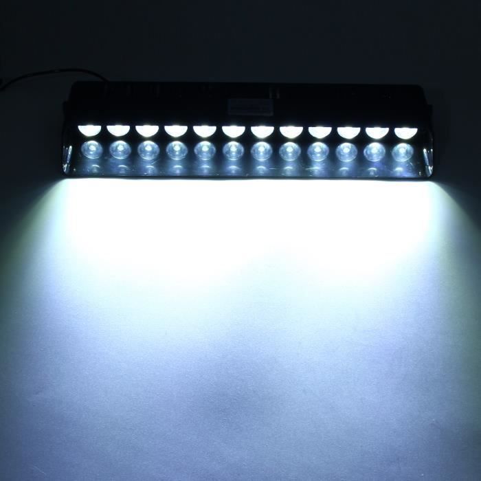 12LED Feux Avertissement Stroboscope Pare-brise Urgence BLANC