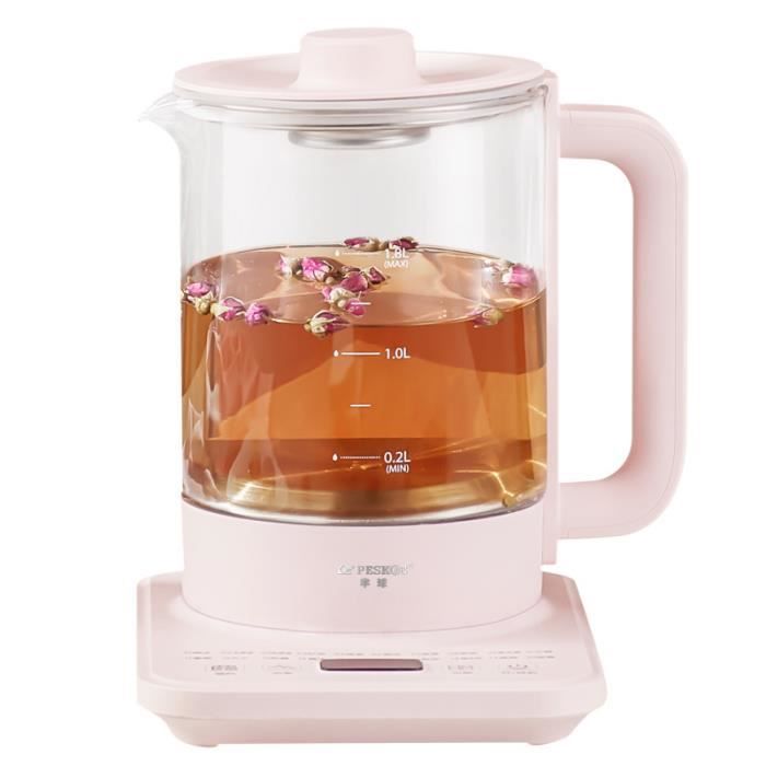 Bureau de théière isolé intégré et bouilloire électrique en verre multifonctionnelle domestique - Rose