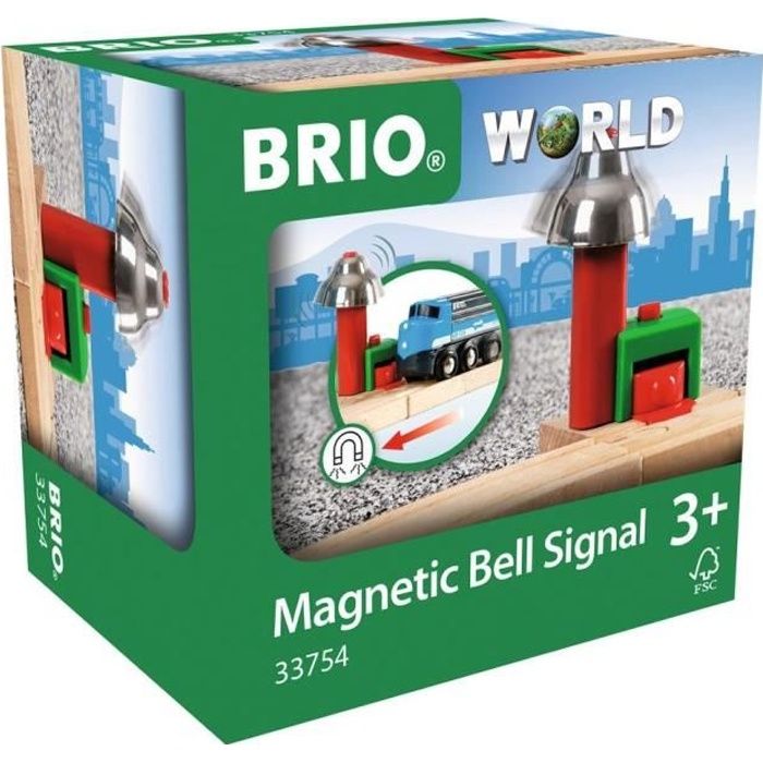 Brio World Signal Cloche Magnetique - Accessoire pour circuit de train en bois - Ravensburger - Mixte dès 3 ans - 33754