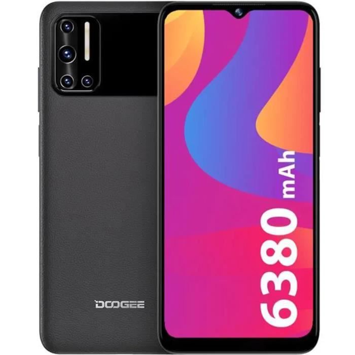 Smartphone DOOGEE N40 Pro 128Go Android 11 Écran 6.5'' goutte d'eau Caméra Quad 20MP batterie 6380mAh 4G portable Téléphone - Noir