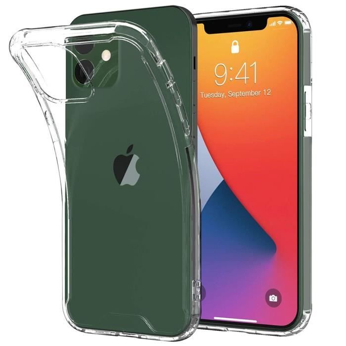 Coque Silicone iPhone 12 Transparent, Bumper Renforcé en Silicone
