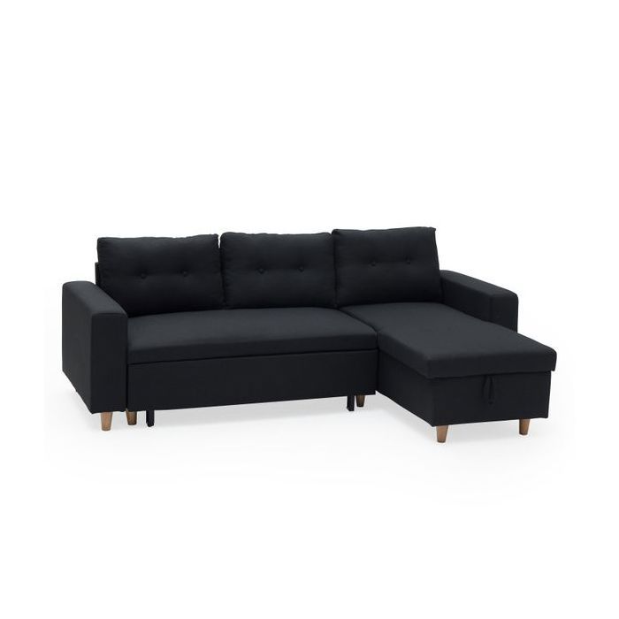 Canapé d'angle convertible Wade 3 places gris anthracite