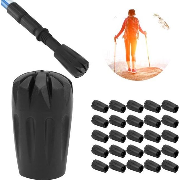 25pcs-pack Embouts de Bâton de Marche en Caoutchouc Métal Protecteurs de Virole Pointe d'Extrémité de Canne