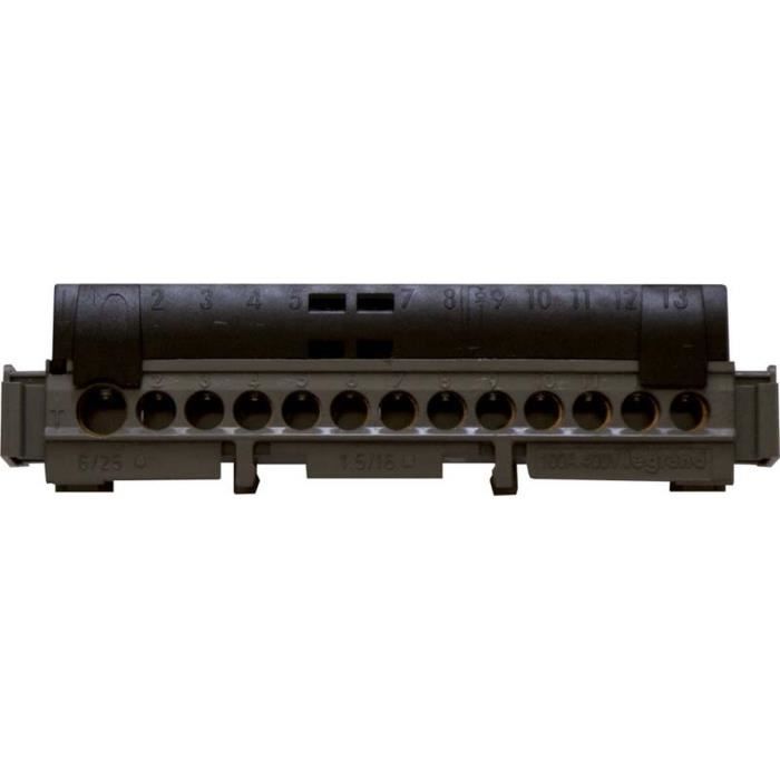 LEGRAND Bornier de répartition isolé IP 2X phase 1 connexion 6 à 25mm² longueur 113mm