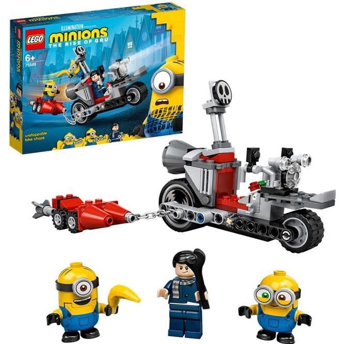 LEGO® 75549 Minions Course-poursuite en moto Jouet comprenant les figurines des Minions Gru, Bob et Stuart