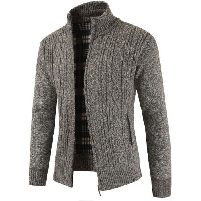 Cardigan Pull Laine Homme Pull Col Roulé Homme de Grande Marque Slim Fit Chandail Hiver