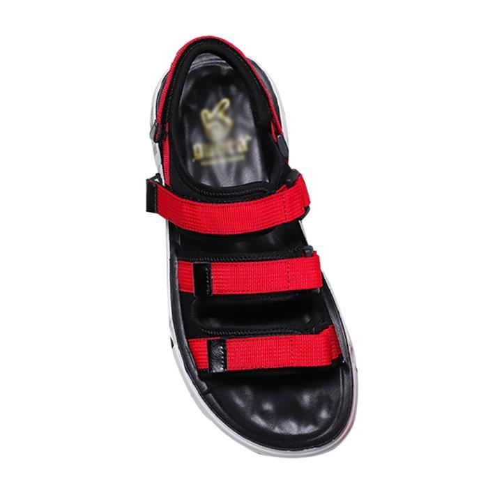 Sandales de Marche Ajustables en Velcro,Sandales Bout Ouvert pour Hommes et Femmes Sport Fisherman Randonnée Rouge 36 EU