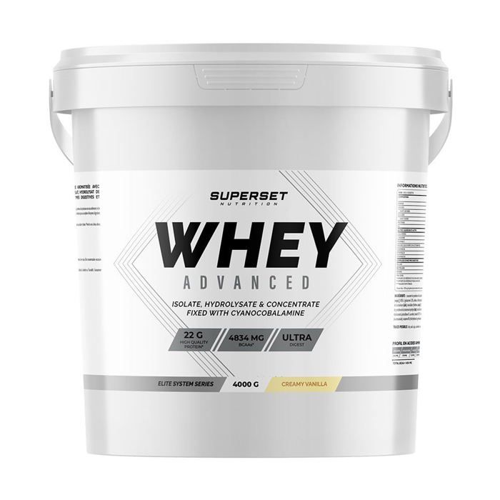 100% WHEY PROTEINE ADVANCED (4KG)|Whey protéine|Vanille Crémeuse|Superset Nutrition