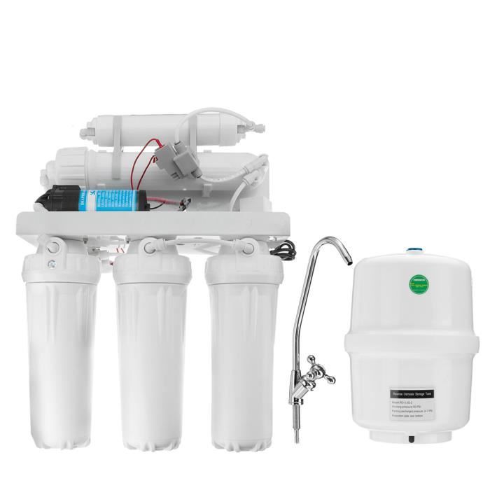 Station Filtration Purificateur Eau Pure Filtre PP 5 Microns RO Osmose Inverse Robinet Détartrage Electrique