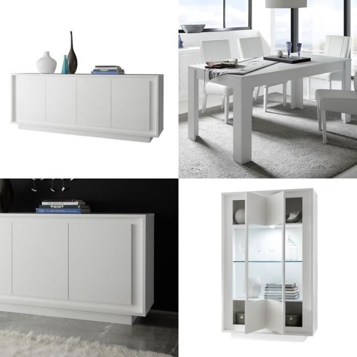 Salle à Manger Complète Blanc mat - RIMINI n°1 - L 137 x l 90 x H 79