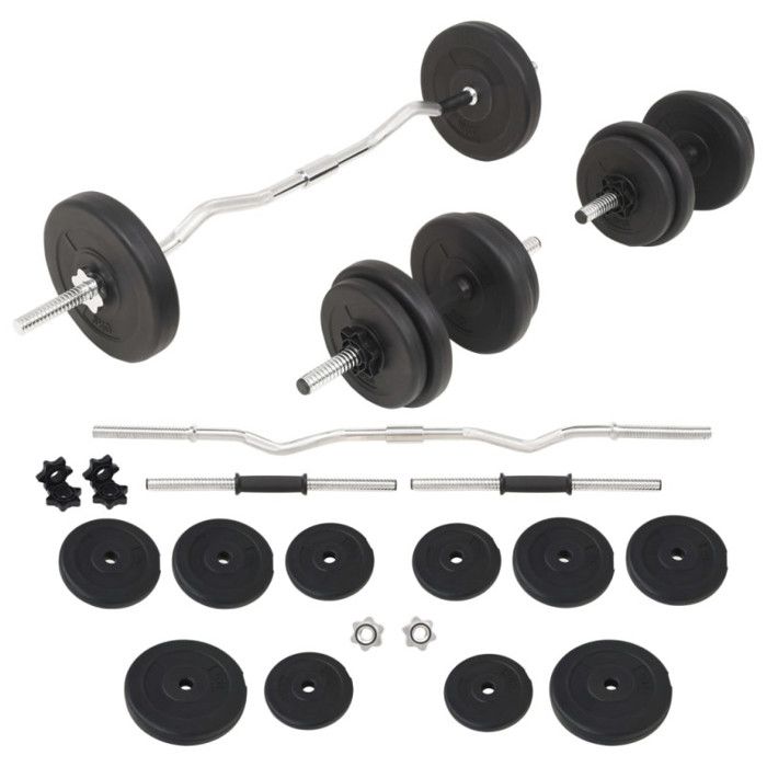 VIDAXL Ensemble d'haltères et barres d'haltères 30 kg