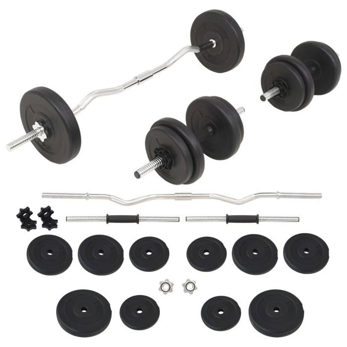vidaXL Ensemble d'haltères et barres d'haltères 30 kg