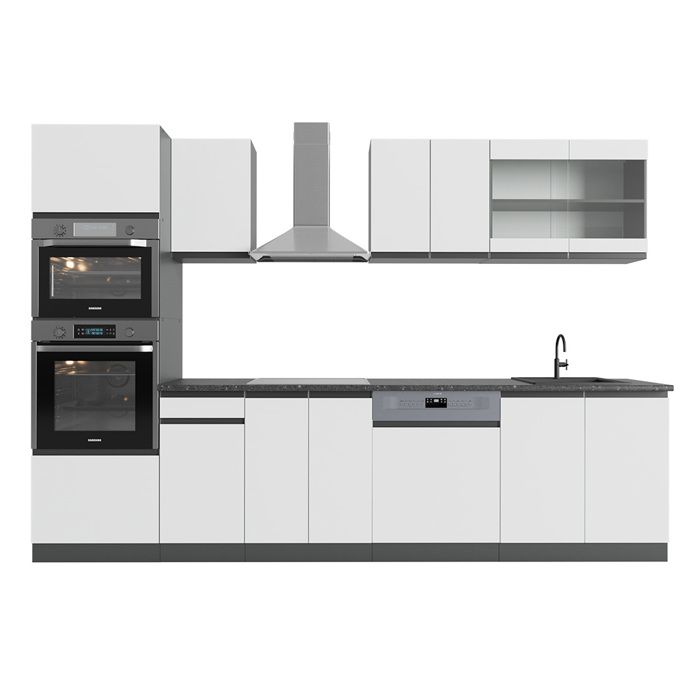 Vicco Bloque de cocina R-Line, Antracita brillo intenso/roble dorado