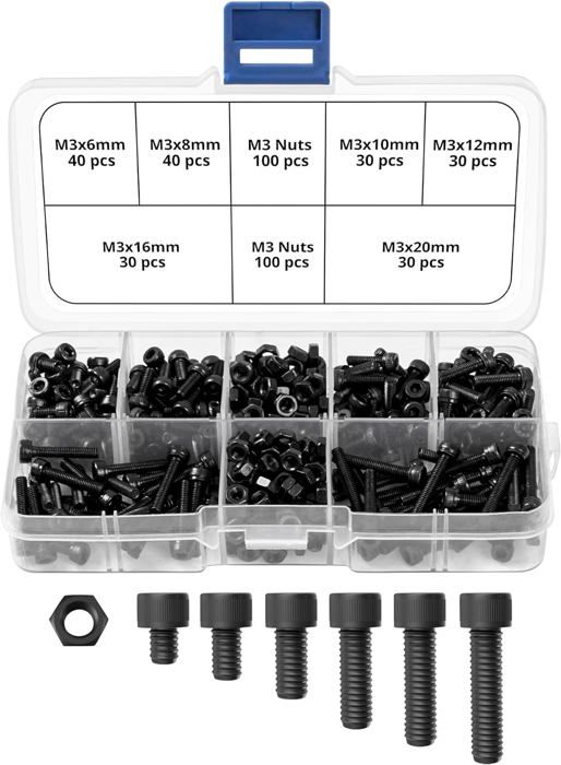 AssortIment Vis et Écrous Métriques [Lot de 400] - Boite a Vis M3