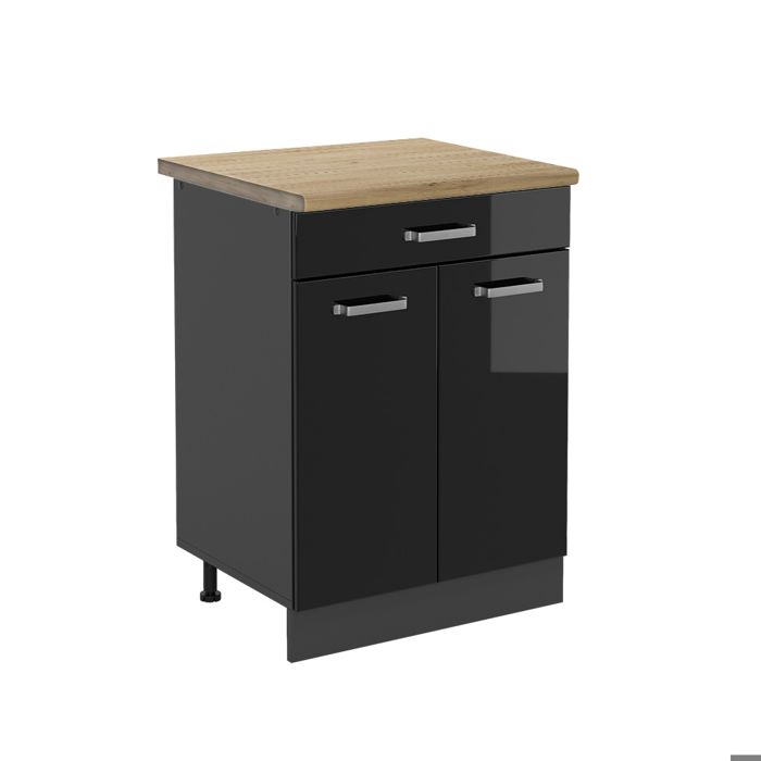 Meuble cuisine R-Line 60cm AP chêne Noir Haute brillance/Anthracite Vicco 46289